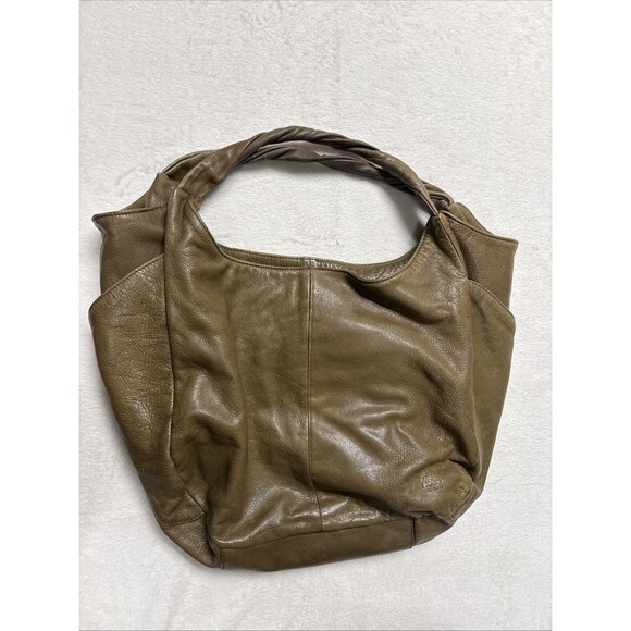 HOBO INTERNATIONAL Slouchy Minimalist Green Leather Shoulder bag  boho Y2K 90s - Picture 1 of 8